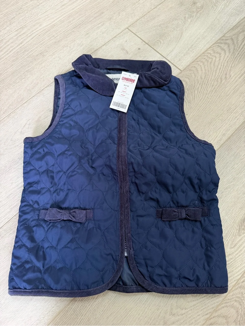 Gymboree Navy Quilted Toddler Vest with Bow Trim